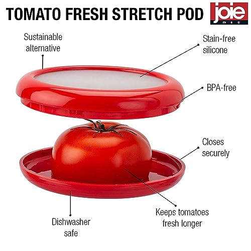 Joie Fresh Stretch Pod Tomato Storage Container, Silicone Food Saver, Keeps Leftover Produce Flavorful and Firm in Fridge, Reusable Kitchen Gadget, Dishwasher Safe, BPA-Free