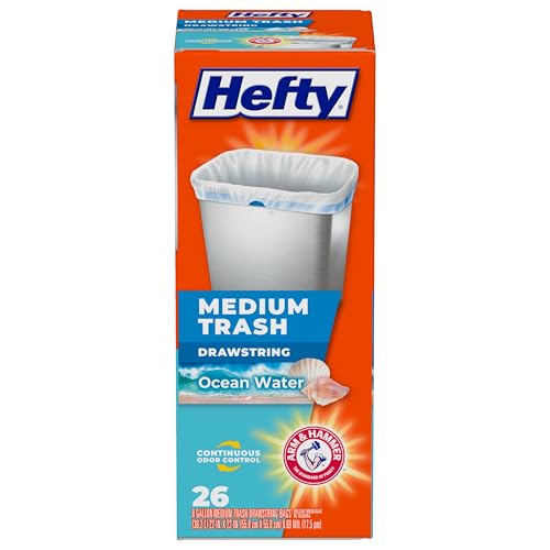 Hefty Medium Trash Bags, Ocean Water Scent, 8 Gallon, 26 Count