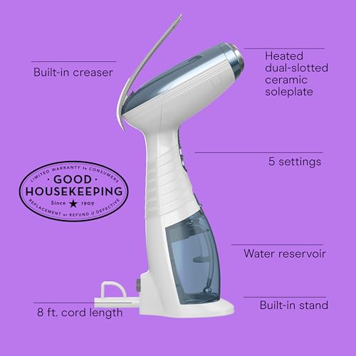 Conair Handheld Garment Steamer for Clothes, Turbo ExtremeSteam 1875W Fabric Clothes Steamers, Hand Steamer for Clothes, Portable Handheld Garment Steamers for Clothes, Handheld Steamer, Blue