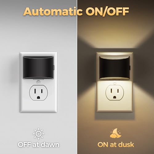 DORESshop LED Night Light2 Pack, Night Lights Plug into Wall, 3 Level Brightness Adjustable Plug in Night Light, Dusk to Dawn Sensor, Nightlights