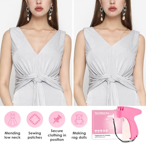 Stitch Gun for Clothes Mini Tagging Gun for Clothing Includes 6 Needle,5000 Pcs Micro Fasteners(2500 White & 2500 Black) Stitch Gun Speedy Clothing Fixer Quick Clothing Fixer