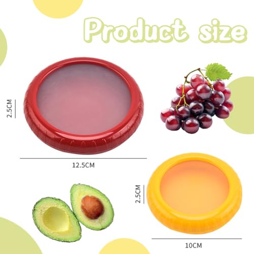 Reusable Fruit and Vegetable Storage Containers Lemon Keeper Tomato Holder Silicone Food Savers Fresh Stretch Pod for Fridge 2 Pack