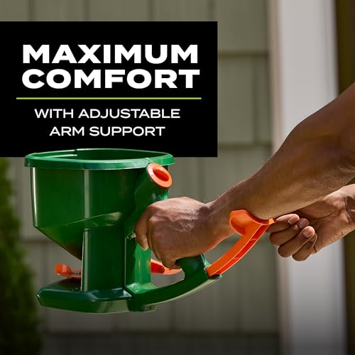 Scotts Whirl Hand-Powered Spreader - for Grass Seed, Lawn Fertilizers, Salt, and Ice Melt, Handheld Spreader Holds up to 1,500 sq. ft. of Product