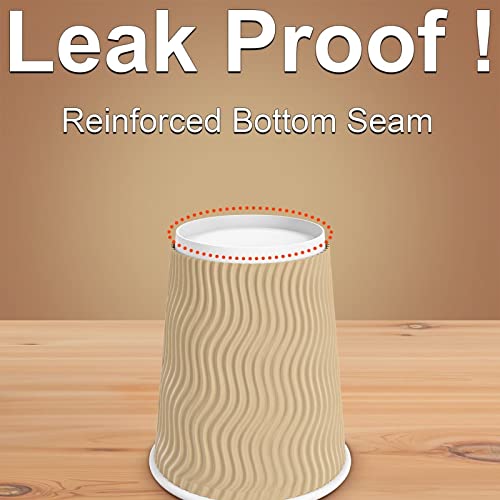 Hot Paper Cups_12 oz Disposable Insulated Corrugated Sleeve Ripple Wall Paper Cup 100 pcs,12oz Cups for Drink,Hot Coffee Cups (Brown)