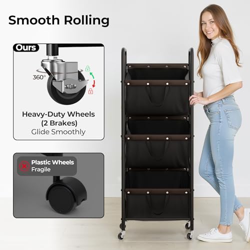 GRANNY SAYS 3 Tier Laundry Sorter, Laundry Basket with Wheels, Laundry Room Organization and Storage, 3 Section Rolling Laundry Cart for Dorm