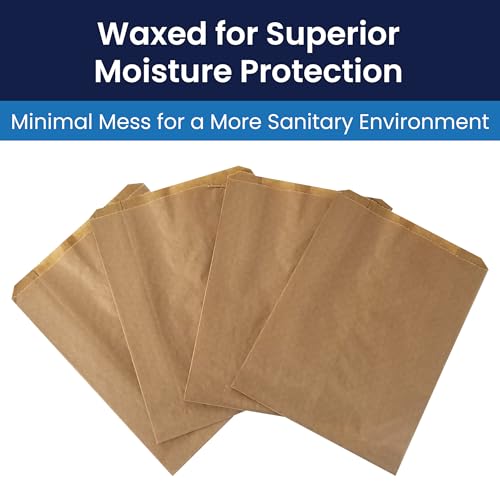 Hospeco KL Waxed Kraft Receptacle Liner Bags, 500 Count - Moisture-Resistant Feminine Hygiene Waste Bags, Fits Sanitary Disposal Units, 7.5 x 10.5 x 3 in