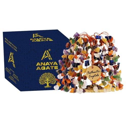 ANAYA AGATE 7 Chakra Tree of Life Feng Shui Crystal Tree for Home Décor, Wealth, Luck & Protection, Spiritual Reiki Healing Bonsai for Positive Energy Gift, Meditation & Manifestation Decor