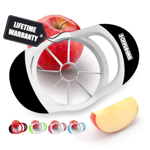 SCHVUBENR 3.5 Inch Apple Slicer - Professional Apple Cutter - Stainless Steel Apple Corer - Super Sharp Apple Slicer and Corer - Apple Tool with 8 Sharp Blades(Black)