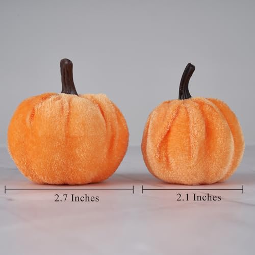 Diahom Pumpkin Decor 12pcs Artificial Velvet Fall Thanksgiving Decoration