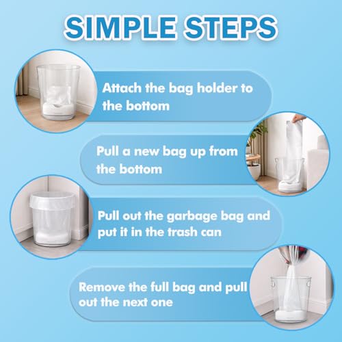 Teivio 150 Count 4 Gallon Trash Bags with Bottom Dispenser Fits Most 4-Gallon Trash Cans, Refill Small Clear Garbage Bags, Waste Basket Liners, for Bathroom, Bedroom, Office, Fits 3–4.5 Gal / 12–15L