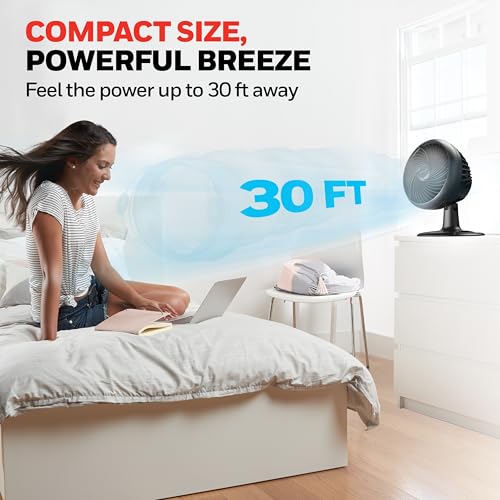 Honeywell Fan, Turbo Force Oscillating Table Fan with 3 Speeds, Air Circulator for Bedroom, Black, HT-906