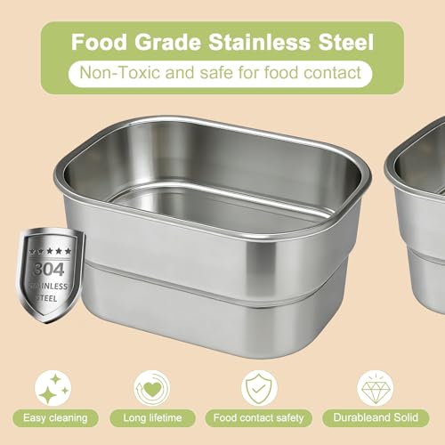 Snackle Box Container,Clear Divided Serving Snack Tray with 4 Removable Stainless Steel Containers for Fruit Veggie Candy,Snack Tray with Lid Leak-Proof for Wet/Dry Food-Perfect for Beach,Picnic