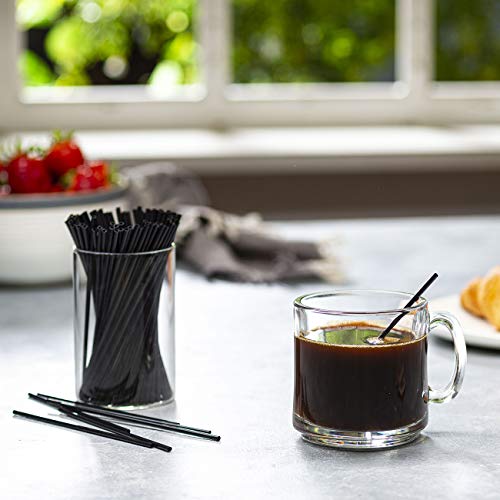 Comfy Package 1000 Count 5 Inch Coffee & Cocktail Stirrers/Straws Disposable Plastic Sip Stir Swizzle Sticks - Black