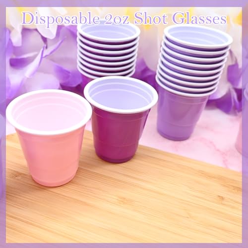 30 Pcs Disposable 2oz Shot Glasses Plastic Cups for Wedding, Graduation Party, Beer Sample Taste Serving, Birthday (Light Pink)
