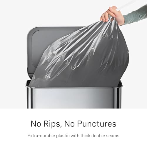 simplehuman Code H 100 Count Odorsorb® Custom Fit Liners, Drawstring Odor Absorbing Trash Bags, One-by-One Mess-Free Dispense, Extra Thick & Double Seamed, 50% PCR Plastic, 30-35 Liter / 8-9 Gallon