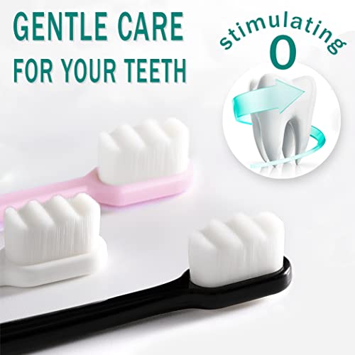 Extra Soft Toothbrush for Sensitive Teeth and Gums, Micro Fur Manual Toothbrush with 20000 Ultra Soft Bristle, Excellent Cleaning Effect, Perfect for Kids & Adults (6 Pack)