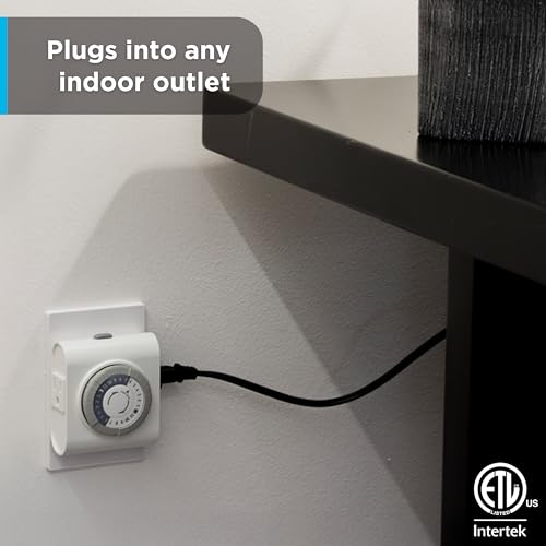 GE 24‑Hour Plug-in Mechanical Timer Outlet, 2 Grounded Outlets, 2 Pack