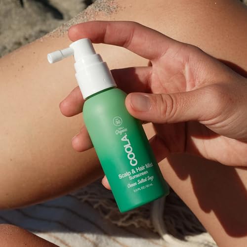 COOLA Organic Scalp Spray & Hair Sunscreen Mist with SPF 30, Dermatologist Tested Hair Care for Daily Protection, Vegan and Gluten Free, Ocean Salted Sage, 2 Fl Oz
