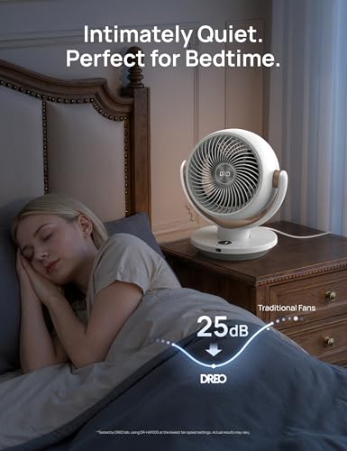 DREO Fan for Bedroom, Desk Air Circulator Fans with Remote, 11 Inch Table Fan for Whole Room, 65ft Powerful Airflow, 120° Vertical Manual and 90° Oscillating, 4 Speeds, 8H Timer, 25dB Quiet, Home