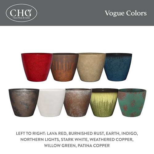 Classic Home and Garden Vogue Planter Pots w/Pottery Quality Finish - Modern Indoor & Outdoor Flower Pots - UV-Resistant Porch Planters - Decorative Pot for Flowers & Herbs (8” Willow Green)