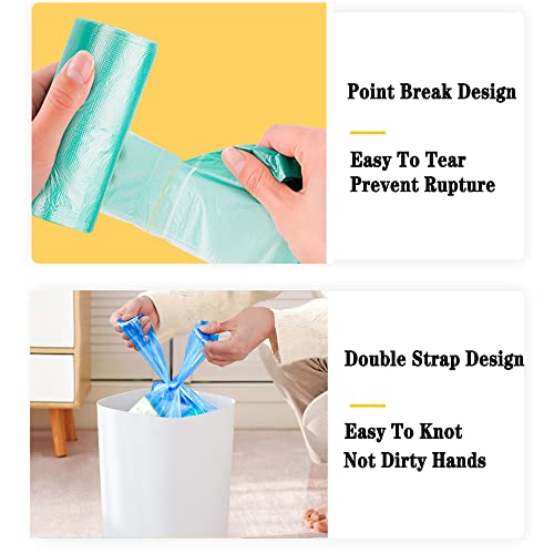 100 Count 4 Gallon Trash Bags, Small Colorful Garbage Bags with Handle for Home Office Bathroom Trash Can
