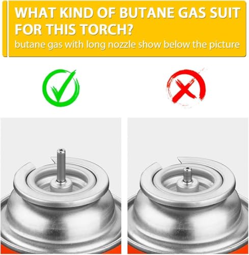 TBTeek Butane Torch with Fuel Gauge T907, One-hand Operation Kitchen Torch Lighter with Adjustable Flame for BBQ, Baking, Brulee Creme, Crafts and Soldering(Butane Gas Not Included)