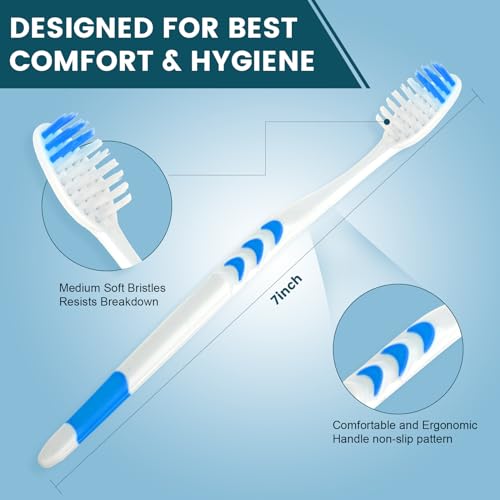 Navona 50 PCS Premium Individually Wrapped Bulk Toothbrush Pack, Disposable Toothbrushes, Kids Toothbrush, Medium Soft Bristle Toothbrushes, Ergonomics Handle, Perfect for Travel Hotel Donation