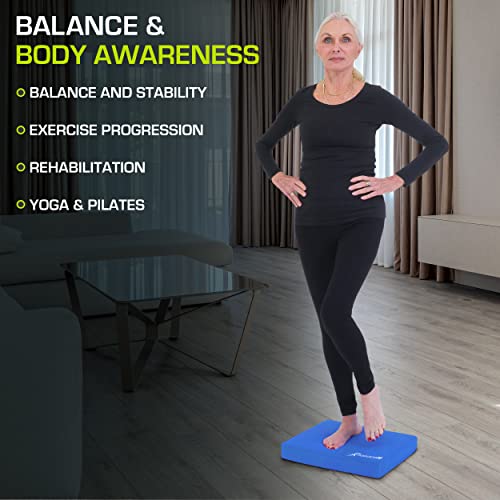 ProsourceFit Exercise Balance Pad, Non-Slip Cushioned Foam Mat & Knee Pad for Fitness and Stability Training, Yoga, Physical Therapy