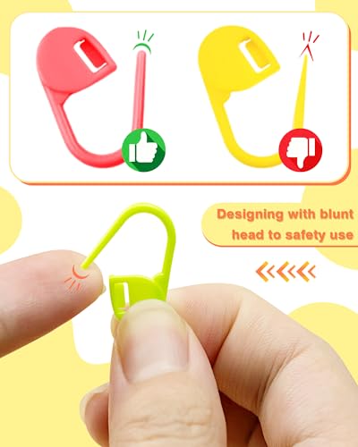 300pcs Fiveizero Stitch Markers with 6 pieces of large blunt sewing needles, colorful knitting markers, plastic crochet hook clip