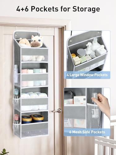 Yecaye 1 Pack Over the Door Organizer, 35.2lbs Load Toy Stuffed Animal Storage, Large Capacity Swing-proof Hanging Bathroom Organizers and Storage