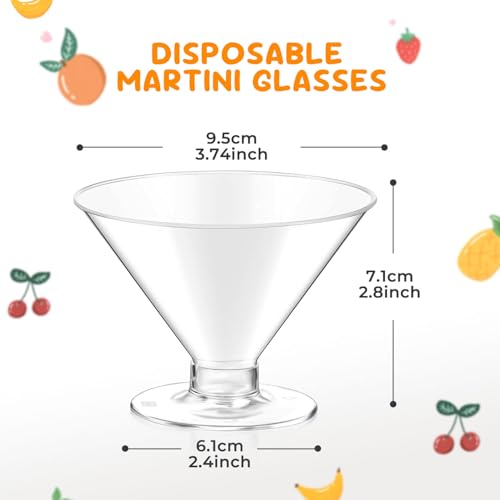 50 PCS Disposable Martini Glasses for Parties 5oz,Plastic Martini Glasses Disposable,Martini Plastic Cups for Wedding Party Bowl Wine Ice Cream Fruit