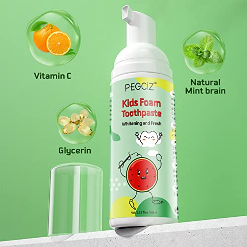 Foam Toothpaste Kids, Kids Mouthwash with Fruit Flavor - Toddler Toothpaste Age for Children, 360ÂșCare Natural Anti-Cavity Formulas with Fluoride for Electric & U-Shape Toothbrushes