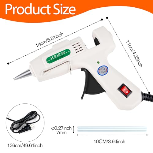 SHJADE Mini Hot Glue Gun Kit with 30 Glue Sticks - Fast Preheating Hot Melt Gun, High Temp for School Crafts DIY Arts and Quick Home Repairs(White)