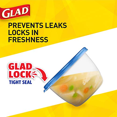 Glad GladWare Medium Rectangle Food Storage Containers with Lids, Airtight Leak-Resistant Plastic Containers for Soup Salad Meal Prep, Microwave Dishwasher Freezer Safe, 24 Oz, 5 Count