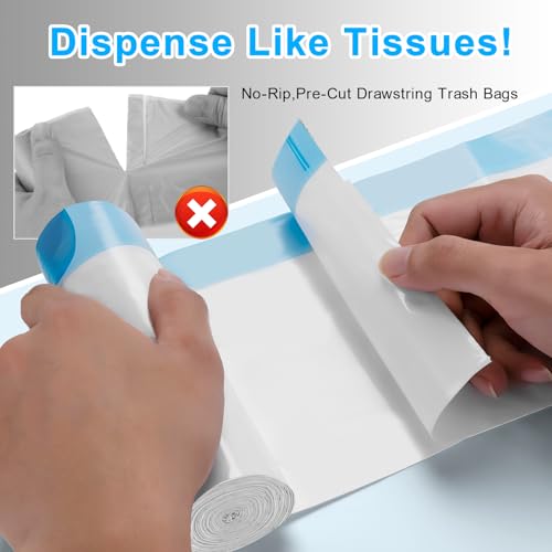 Drawstring 4 Gallon Trash Bag 51 Counts, Tear-Free & Leakproof Small Trash Bags, Unscented Small Garbage Bags, 15 Liter Mini Wastebasket can Liners for Bathroom Bedroom Office
