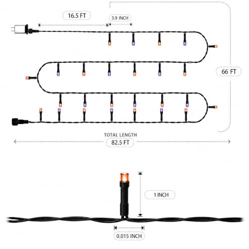 DAZZLE BRIGHT Halloween 300 LED String Lights, 100FT String Lights with 8 Lighting Modes, Halloween Decorations for Party Carnival Supplies, Outdoor