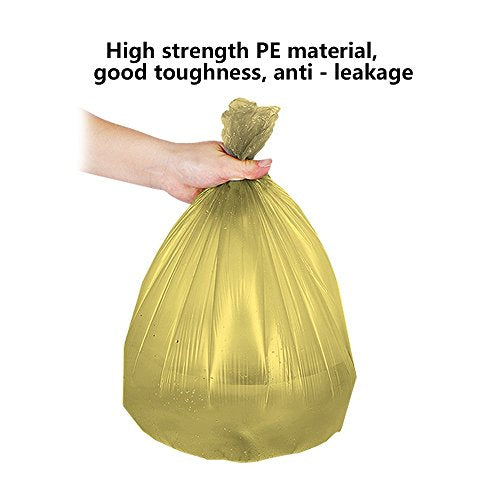 5 Rolls Small Trash Garbage Bags,4 Gallon Strong Thin Material Disposable Kitchen Garbage Bags,Durable Plastic Trash Bags for Office Home Bedroom Garden Waste Bin, 100 Counts (Golden)