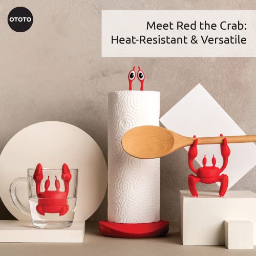 OTOTO Red The Crab Silicone Utensil Rest - Kitchen Gifts, Silicone Spoon Rest - Heat-Resistant Kitchen - Steam Releaser, Chopstick Rests & Holders
