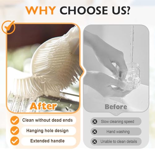 360° Flexible Silicone Bottle Brush with Long Handle, 2025 New Bottle Cleaning Brush, Deep Cleaning Brush for Narrow Neck Bottles, Water Bottles, Baby Bottles, Flasks Soft Bottle Brush (1PC)