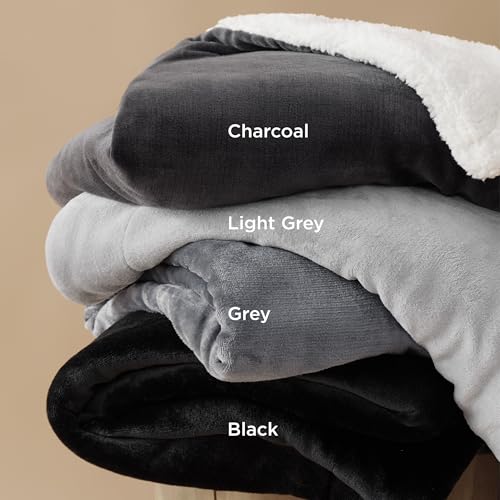Bedsure GentleSoft Sherpa Fleece Throw Blanket for Couch, Non-Heated, Thick & Warm Christmas Cozy Blanket for Winter, Soft Fuzzy Plush Throw Gifts for Women and Men, Grey, 50x60 Inches
