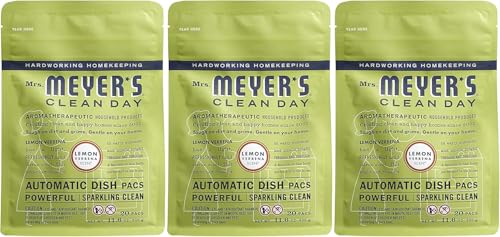 MRS. MEYER'S CLEAN DAY Automatic Dishwasher Pods, Lemon Verbena, 20 Count - Pack of 3 (60 Total Pods)
