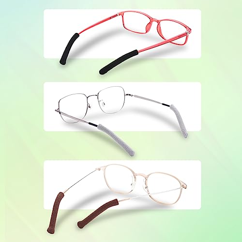 Literry Soft Knitting Cotton Glasses Ear Cushion, Anti-Slip Elastic Comfort Eyeglasses Temple Tips Sleeve, Microstructured Fabric Glasses Ear Grip, Knitting Eyeglass Arm Cushion - Black 3 Pairs