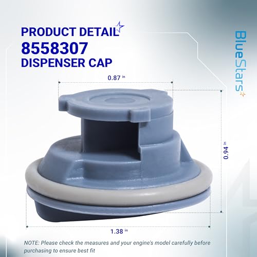 BlueStars 8558307 Dishwasher Dispenser Cap - Ultra Durable Rinse Aid Cap Compatible with Whirlpool Kenmore Dishwashers - Replaces WP8558307 8193984 8539095 PS11746426 AP6013204