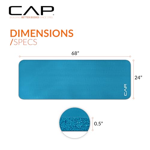 CAP Barbell 1/2-Inch High Density Exercise Yoga Mat with Strap | Multiple Options