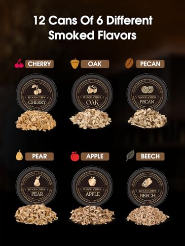 23Pcs Whiskey Cocktail Smoker Kit with Torch, 6 Flavors 12 Packs Wood Chips, Ice Ball Mold, Old Fashioned Drink Smoker, Bourbon Whiskey Gifts for Men, Husband, Dad, Him (No Butane)