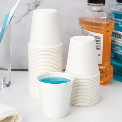 RACETOP 100 Pack 3 oz Bathroom Paper Cups, Disposable Paper Cups, Mouthwash Cups, Paper Coffee Cups, Ideal for Bathroom