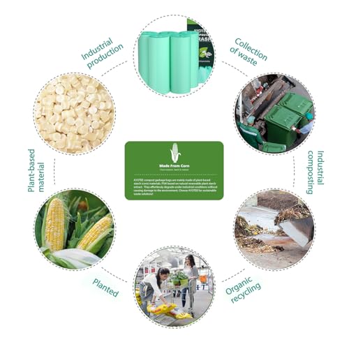 Compostable Trash Garbage bags,AYOTEE 13-15 Gallon Tall Kitchen Trash Bags,Heavy Duty Unscented 1.18Mils 55 Liter,60 Count,Strong Thicken Rubbish Waste Can Liners for Kitchen Garden Home