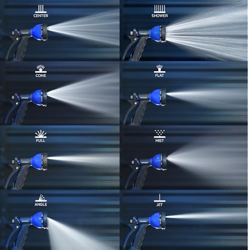 VIKING Hose Nozzle, Garden Hose Nozzle with 8 Spray Patterns, Adjustable and Heavy Duty for Washing Car, Watering Plants, Washing Pets, and Home Use