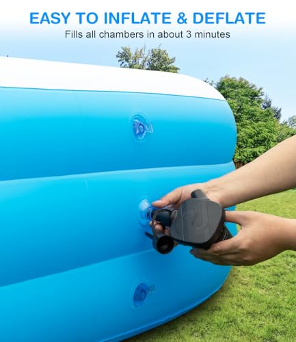 Large Inflatable Swimming Pool - GISAEV 145" x 74" x 22" Oversized Family Blow Up Pool for Adults & Kids, Sturdy Thickened Backyard Kiddie Pool, Easy Setup & Portable