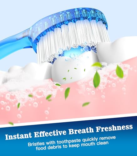 24 Pack 5-in-1 Disposable Toothbrushes with Toothpaste, Floss, Pick & Tongue Scraper, Portable Mini Toothbrush Travel Set for Kids Adults, Individually Wrapped, Work Camping, Mixed Flavor